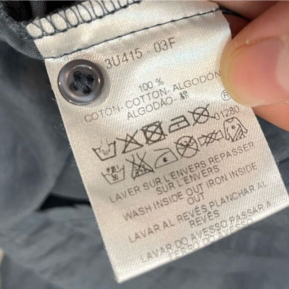 CAROLL Gray Cotton Blouse V-Neck embroided neck 3/4 Sleeves Blouse Chubby Chick - Picture 6 of 8